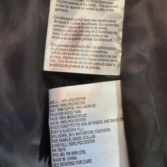 Michael Kors Black Down Hooded Long Puffer Coat Faux Fur Trim Gold Hardware Sz M - Picture 12 of 13